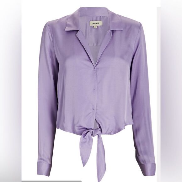 L'AGENCE  Annie tie front Blouse in LAVENDER. XXL NWT - Picture 12 of 12